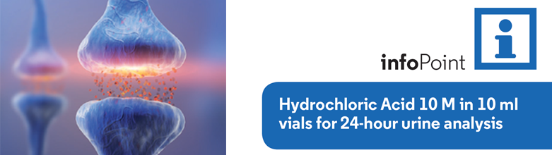 Hydrochloric Acid 10 M in 10 ml vials for 24-hour urine analysis